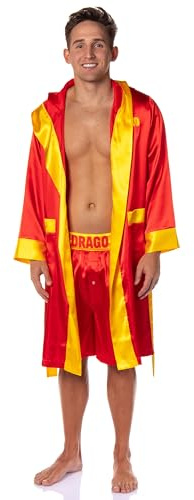 INTIMO Rocky Balboa Men's Film Movie Satin Robe and Short Set, Ivan Drago, S-M