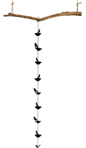 Chaîne Attrape-Pluie, chaînes de Pluie pour gouttières,Carillon de Pluie décoratif pour Oiseaux | Remplacement Fonctionnel de Bassin de chaîne d'eau de Pluie en métal Antique, Oiseau extérieur Mobile