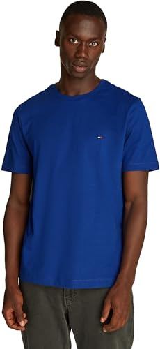 Tommy Hilfiger Camiseta de Manga Corta Hombre Seasonal Solid tee con Cuello Redondo, Azul (Wedge Blue), L