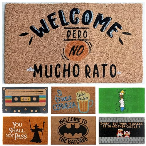 DONATELLA Felpudo Coco Dibujo con Base Antideslizante de PVC - 40x70 cm, Welcome