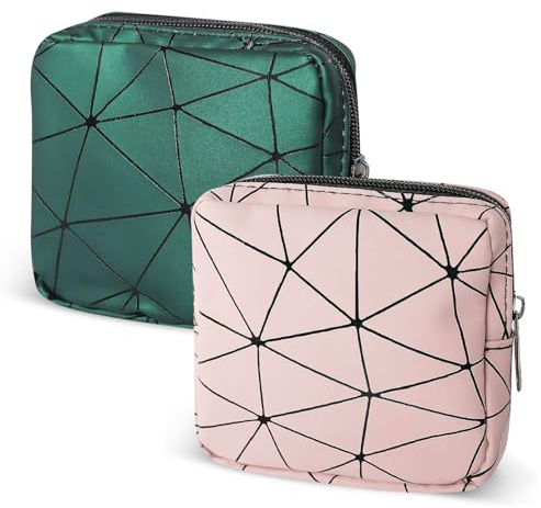 UTXN Bolsa de Almacenamiento de compresas higiénicas, Bolsas higiénicas, Bolsa para el período, Caja de Almacenamiento de Productos Femeninos, para Viajes Diarios en casa (Verde y Rosa)