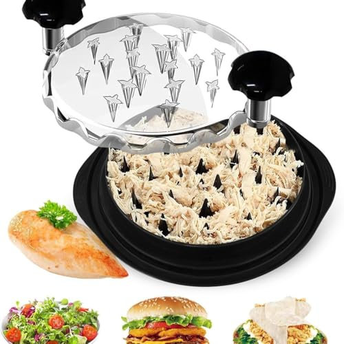 Chicken Shredder,Chicken Breast Shredder Tool Twist with Brush&Fork, Meat Storming Shredder for Chicken Breast Pork Beef, Anti-Slip Strip, Ergonomic Handle, BPA Free & Dishwasher Washable(Black)