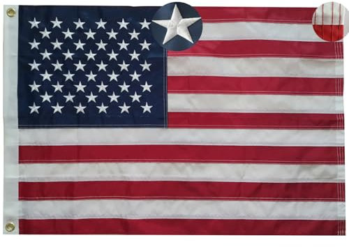 Drapeau américain American flag usa flag 60 x 90 cm - des États-Unis avec étoiles brodées - Œillets en laiton 210D - En avec bandes cousues - Drapeaux résistants aux intempéries de qualité supérieure