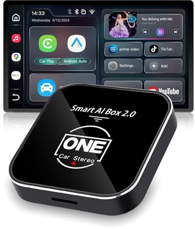 2026 Smart Ai Box 2.0 Wireless CarPlay Android Auto Adapter Dongle, Magic CarPlay Ai Box Streaming YouTube Netflix Video Apps, Support TF Card GPS Dual WiFi
