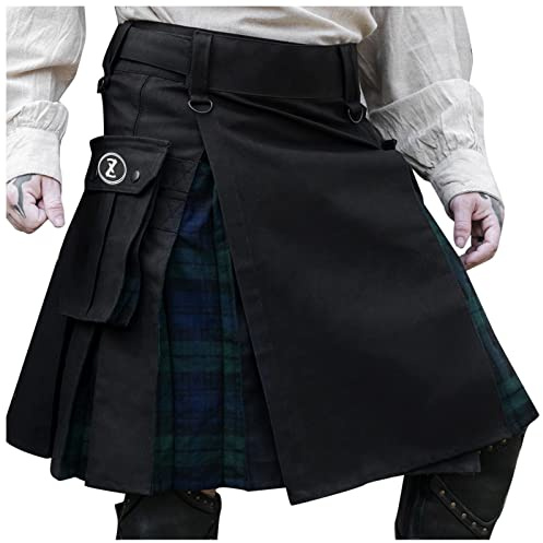 Kilt escocés hombre falda escocesa para hombres tartán irlandés faldas fiesta tradicional guerrero escocia falda plisada vintage gótico ropa kilt utilidad