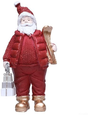 Figura de Papá Noel de resina pintada a mano para decoración navideña, adorno de Navidad, escultura de resina de temporada para exhibición del hogar (C)