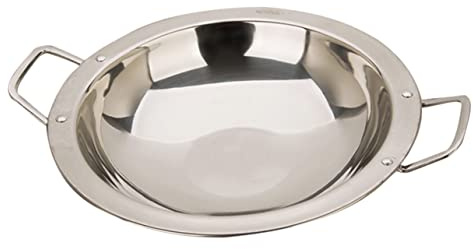 VERDANVERSE Padella Acciaio Spessa Con Doppi Manici Isolanti Resistente Al Calore e Usura Per Hot Pot e Cucina Quotidiana Adatta Induzione e Uso Domestico