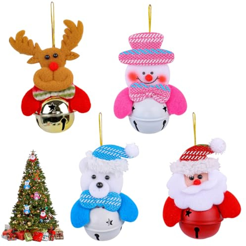 Navidad Jingle Bells, 4 Piezas Colgante Campana, Para Fiestas Navideñas, Campanas Navideñas Colgantes, Campanas de Noel Ornamentos