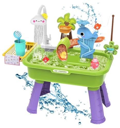 Giocattolo Con Acqua Corrente - Tavolo Acquatico Giocattolo Elettrico A Batteria Con Scivolo | Giochi Di Pesca Finti - per Bambini di Età 1-5 Anni, Giardino, Asilo , Scuola 'Infanzia e Casa