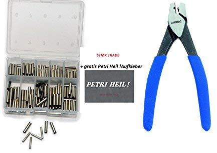 Klemmhülsen Set mit Hülsenzange und 210 Quetschhülsen+ gratis Petri Heil! Aufkleber