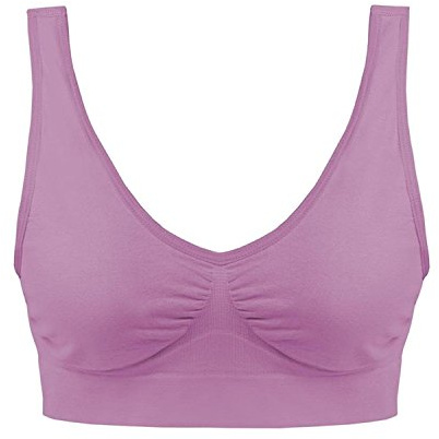 Boolavard ® Comfort BH – fritids- och sportbehå, sporttop, sömlös, form bystier, topp utan bygel, Ahh BH-bh må-bra-bh mikrofiberfigur, Ljuslila, L