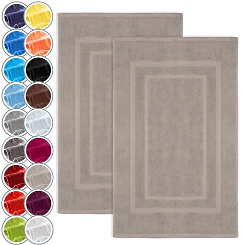 NatureMark 2er Pack Badvorleger Badematte | Premium Qualität | 100% Baumwolle | 50 x 80 cm | Duschvorleger Duschmatte Doppelpack | Farbe: Sand/Beige