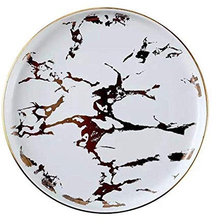 HQQSC Porcelain Set 8 Inch Bone China Dishes and Plates Sets Gold Butterfly Banding Designed Chinese Wedding Charger Dish White Ceramic Dishes 1Pcs Cutlery plate