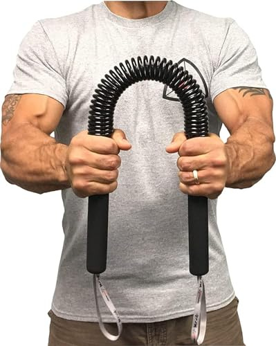 Fitness Power Twister Bar 30KG, 40KG, 50KG, 60KG Heavy Duty Spring Chest Expander for Shoulder, Arms and Chest Exercises, Upper Body Workout Strength Training, Forearm Exerciser, Arm Trainer (60kg)