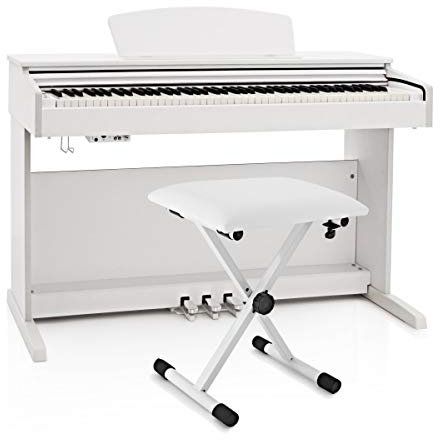 Digitalpiano DP-10X von Gear4music mit verstellbarer Bank Weiß