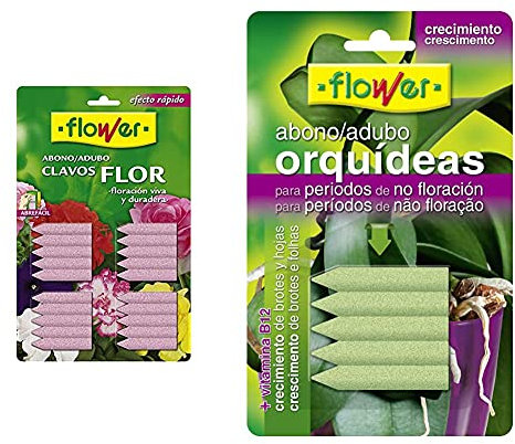 Flower Abono Clavos Flor Blister 20 Unid. 1-10506 + 10840 10840-Abono Clavos Orquídeas Blister, 5 Unidades, No Aplica, 16X1X10 Cm