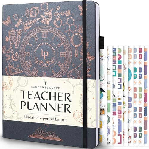 Legend Teacher Planner – Undated Lesson Plan Book for Teachers with Weekly & Monthly Calendars - Classroom Organization & School Year Planner – 21.5 x 28cm Hardcover (Mystic Grey)