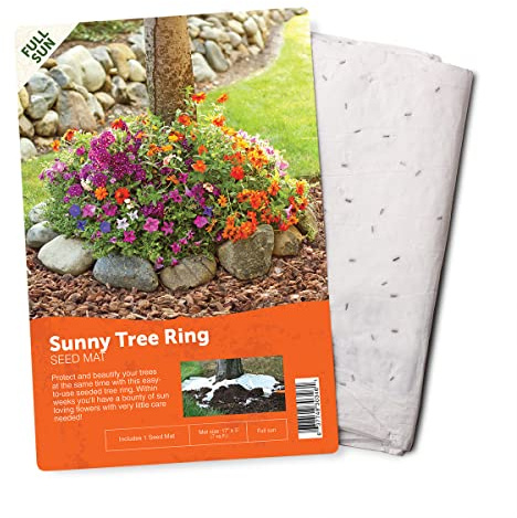 BloomingBulb Seed Mat - Easy to Plant and Grow Garden Seeds - Creates Fragrant, Vibrant Flower Garden – Customizable Flower Beds- Sunny Tree Ring-Flower Mat