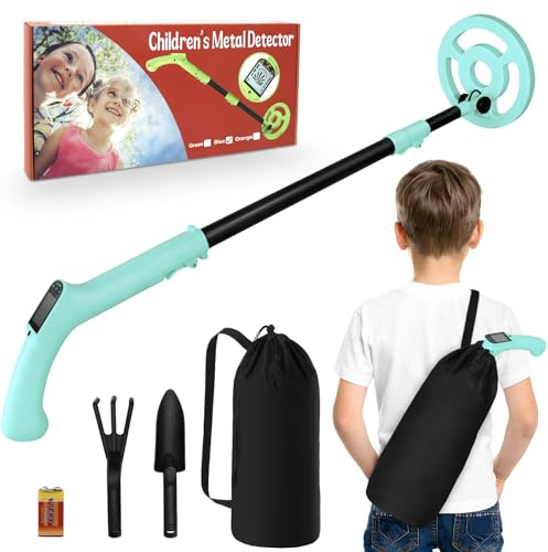 Détecteur de Métaux pour Enfants iTayga - Réglable (24-35), Professionnel, Pliable, Étanche et Léger (0.88 lbs), Bleu