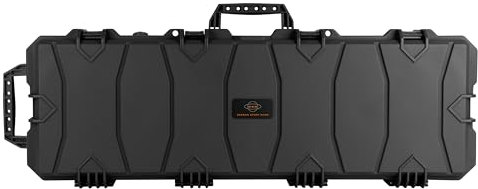 GSG Gewehrkoffer 100cm Schwarz mit Rollen & Druckausgleich wasserdicht Würfelschaum Langwaffenkoffer Waffenkoffer Gewehr Koffer Transportkoffer Schutzkoffer