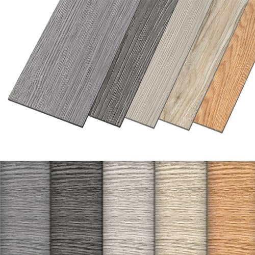 FIVMEN Lot de 18 Revêtement de Sol en PVC Vinyle Carreaux Adhésifs pour Sol Dalle de Sol Imperméable et Antidérapant pour Cuisine, Salon, Salle de Bain (1801-22, 2,5㎡)