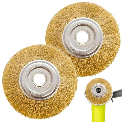 Sprießen Juego De 2 Cepillos Para Juntas,Cepillo Para Juntas De Alambre De Acero,Cepillo De Alambre/Cepillo De Latón Para Limpieza De Juntas,Cepillo Redondo De Rueda Alambre Acero,Cepillo De Malezas
