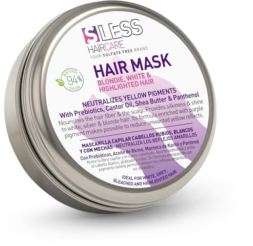 Mascarilla Matizadora Pigmentos Violetas Sin Sulfatos 200ml | Neutraliza los tonos Amarillos y Naranjas de cabellos Rubios, Blancos y con Mechas | 94% ingredientes Naturales | Sless Haircare