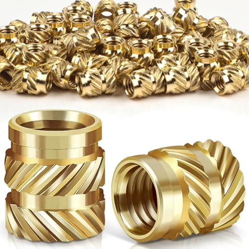 Caianwin 50PCS Thread Insert M3 Brass Heat Set Insert for for Plastic and 3D Printing Components - Brass Metric Knurled Nuts