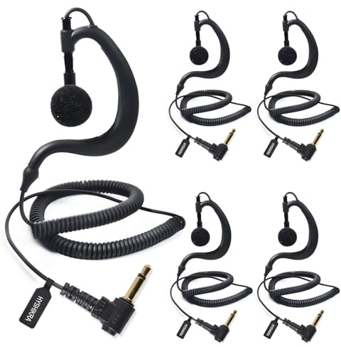 HYSHIKRA On Ear Headset 3,5 mm Jack Single Ear Reception Only Walkie Talkie hörlurar Kompatibel med Motorola Sepura Rexon Wouxun Kenwood Baofeng Quansheng-radioapparater (5, G-form)
