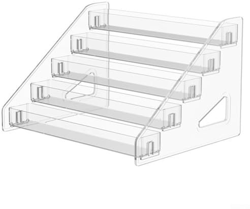 Vootnifig Escalera acrílica multicapa transparente para adornos, figuras, cosméticos, gran capacidad, fácil montaje, decoración del hogar (5 capas)