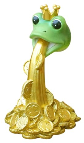 Nudorpn Esculturas de Jardín de Ranas, Esculturas Ranas Decoración Casa, Estatua Rana Divertida para Oficina, Resina Animal escupiendo decoraciones Moneda de Oro para