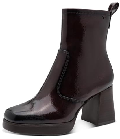 Tamaris Bottines à talon Merlot pour femme - 1-25361-43 - Brevet - Taille 38 EU, Brevet Merlot, 38 EU