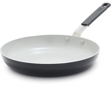 GreenPan x Bobby Flay 10 Nonstick Frying Pan Skillet, PFAS-Free Diamond Ceramic, Induction Suitable, Stay-Cool Silicone Handle, Easy Clean Dishwasher & Oven Safe, Egg & Omelet Pan, Graphite