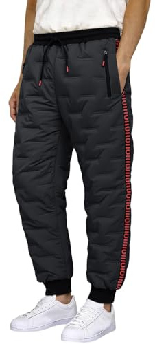 Generisch Piumino da uomo, pantaloni da neve con fodera in pile, pantaloni da trekking, pantaloni da jogging, gamba dritta, pantaloni invernali caldi con tasche, taglie grandi, pantaloni da sci, O