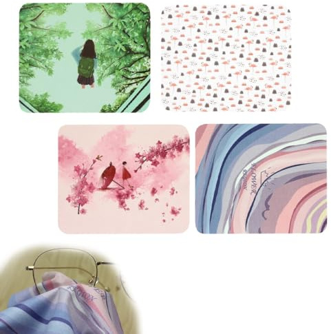 JYNXOR 4 Pièces Chiffon, Doux Chiffons de Nettoyage Lunettes en Microfibre lavables et Réutilisables, Chiffons Microfibre de Nettoyage, Essuie Lunettes de Vue,pour Nettoyer Lunettes,Caméras,Tablettes