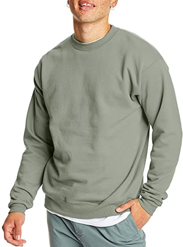 Hanes Men's EcoSmart Sweatshirt, stonewashed green, Medium
