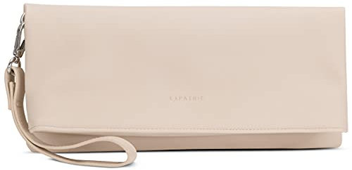 Expatrié Clutch Beige Marie Damen Handtasche aus Veloursleder Imitat - PU Ledertasche Abendtasche Umhängetasche Tasche Schultertasche - Elegante Clutch & Schultertasche in Einem