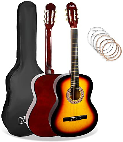 3rd Avenue 3/4-Größe Kinder-Klassikgitarre Mit Spanischen Nylonsaiten Im Anfängerpaket – Sunburst