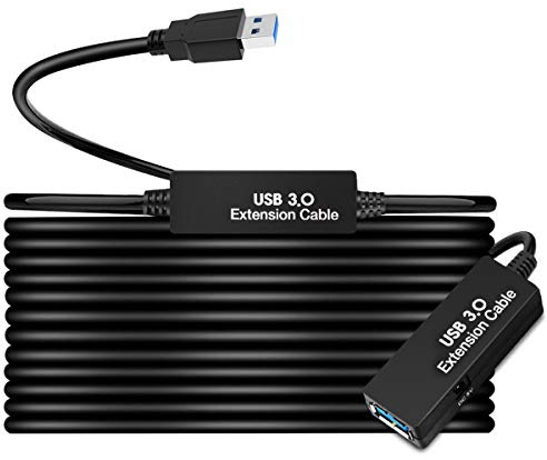 W WDX MAST DYNAPOINT LIMITED 50FT USB 3.0 Extension Cable,Active Type A-Male to A-Female Extender Cord, 2 Signal Boosters,Compatible Oculus Quest 2/3 VR,Printer, Webcam,Xbox, PS4 and More,