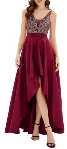 Ever-Pretty Vestido de Fiesta Sin Mangas Escote en V Corte Imperio Elegant Alta Baja Mujer 00667