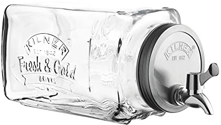 3 Litre Kilner Glass Fridge Drinks Dispenser Jar with Tap Cold Fresh Water Juice Beer