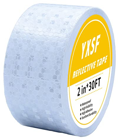 YXSF Ruban réfléchissante blanche 5cm×10m, Ruban réfléchissante imperméable à l'eau auto - adhésive, avertissement, pour véhicule, extérieur, vélo et voiture