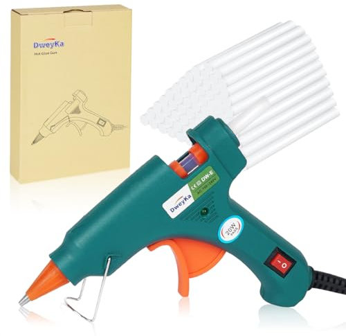 Dweyka Pistola per Colla a Caldo, 20W con 75 Stick, per Arte DIY a Scuola Riscaldamento Rapido per Hobby, Artigianato