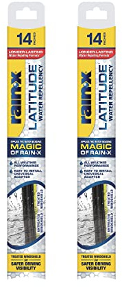 Rain-X 810202 Latitude 2-In-1 Water Repellent Wiper Blades, 14 Inch Windshield Wipers (Pack Of 2), Automotive Replacement Windshield Wiper Blades With Patented Rain-X Water Repellency Formula