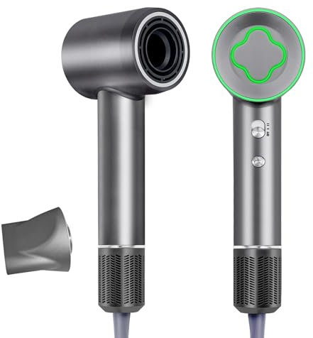 Hair Dryer, IMMOSO 1600W Fast-Drying Blow Dryer 110,000 RPM Brushless High-Speed Motor, Low Noise Thermo-Control with 200 Million Negative Ionic, Portable Hairdryer for Home/Gift, Gray