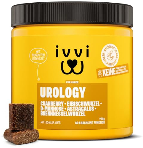 ivvi | Urologi - Blås- och urinvägssnacks med funktion för hundar, för blåsinfektioner, inkontinens och urinvägsinfektioner - 60 läckra mellanmål (270g) med anka
