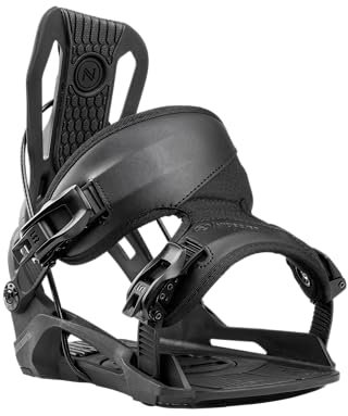 Nidecker Flow NX2-Carbon Hybrid Snowboard Bindung – Schwarz – Carbon Baseplate mit Hybrid Strap & Dual Entry – Größe L