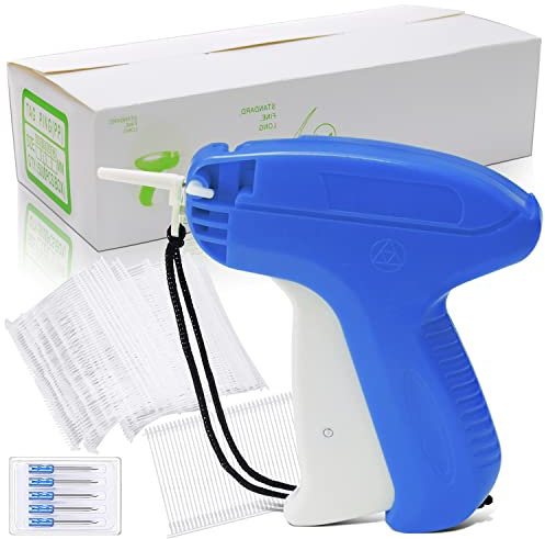 Etikettierpistole Etikett Pistole Etikettiergerät Kleidung Heftpistole Faltensteckpistole mit 5 Ersatznadeln 5000 Heftfäden (Blau)