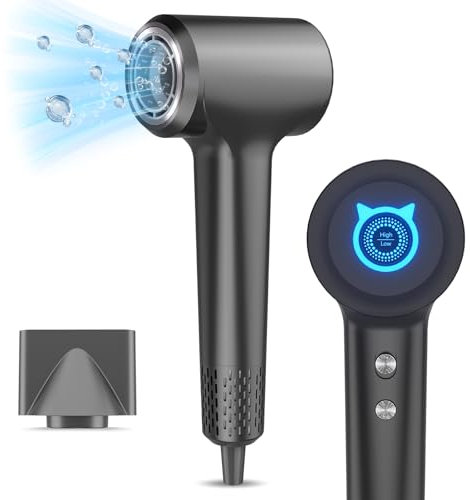 Haartrockner, Ionen Föhn, 400 Million Negativ Ionen Fön,Leiser Schneller Hochgeschwindigkeitsmotor mit 110.000 U/min,57dB Geräuscharm Hair Dryer,Intelligentes Thermostat Haarfön für Reise