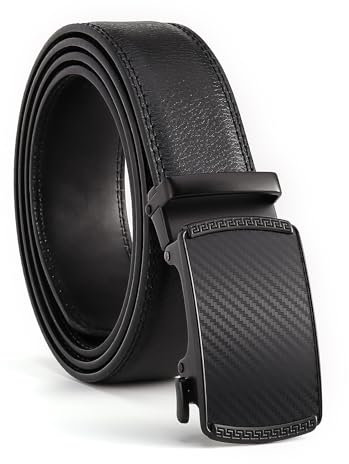 Amexo Herren Automatik Ledergrtel ohne Lcher Verstellbar Arbeitsgrtel mit Automatischer Schnalle fr Herren Business Anzug Breit 35mm, Gre Angepasst